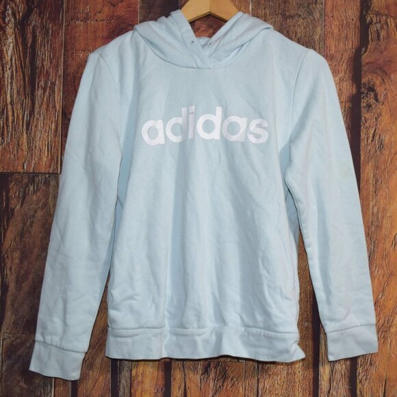ADIDAS Women's Sz M Light Blue Hoodie Hooded Sweatshirt - Picture 1 of 6